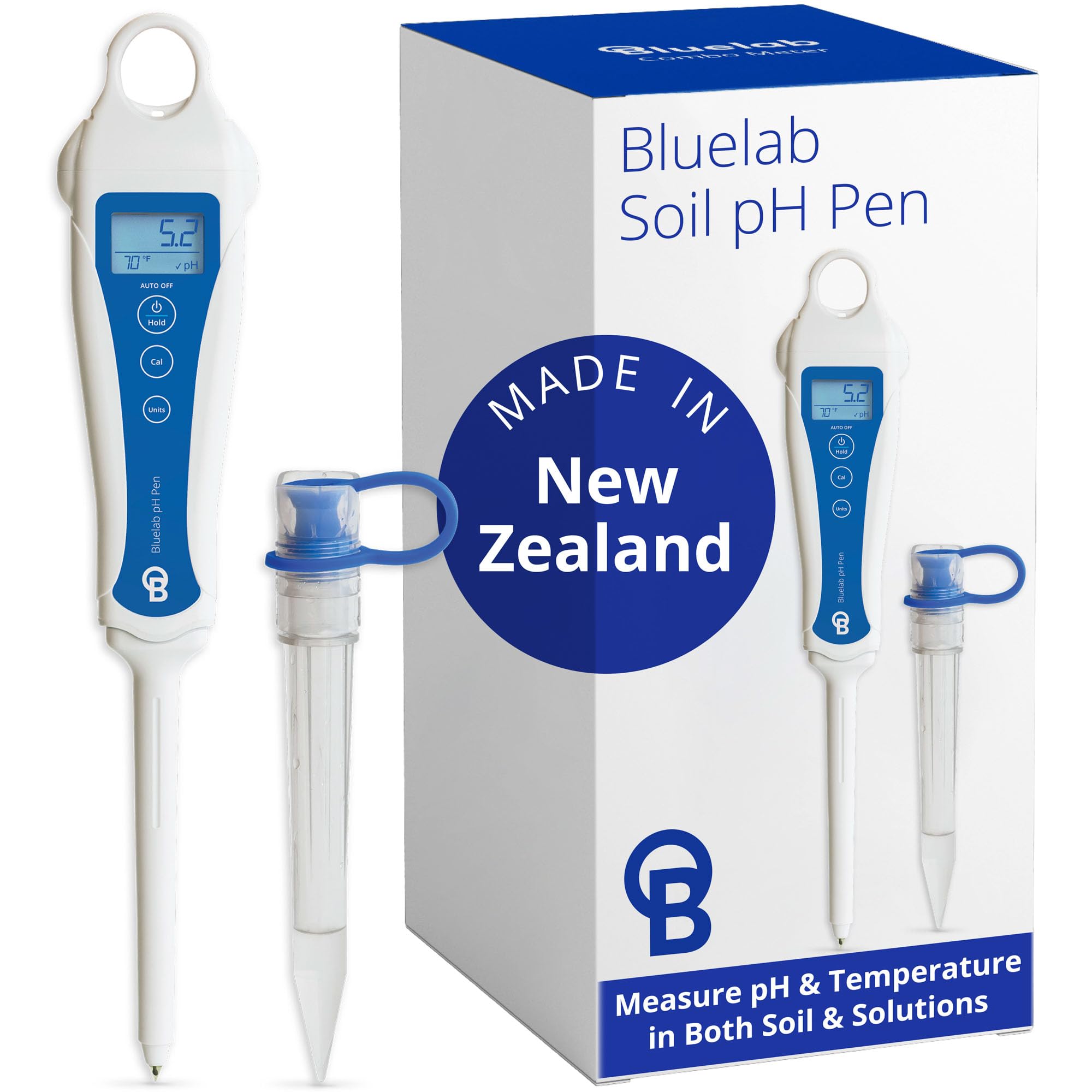 Bluelab Soil Test Kit Digital pH Meter for Soil/Hydroponic Garden/Coco/Rockwool Easy Calibration Water Resistant Precise Readings 0.1 Accuracy Comes with Probe Cover - PENSOILPH