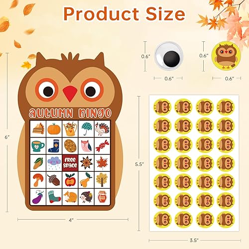 Miniatura 6 de SICOHOME Tarjetas de bingo de otoño para niños, 26 jugadores, juego de bingo de Acción de Gracias para niños y adultos, otoño, Halloween, Acción de
