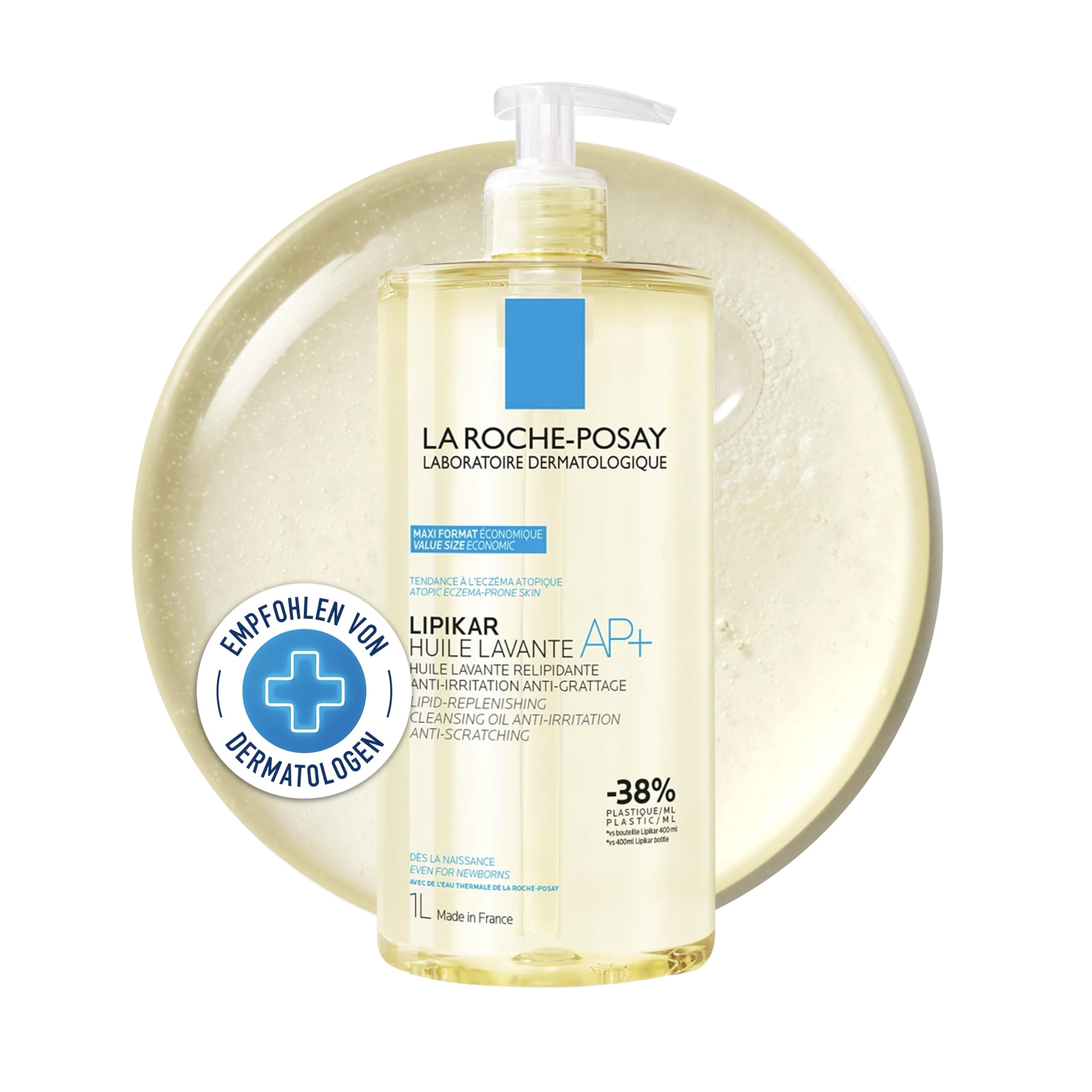 La Roche-Posay Lipikar Dusch- und Badeöl AP+ Rückfettendes Duschgel - Badeöl für juckende, trockene und empfindliche Haut
