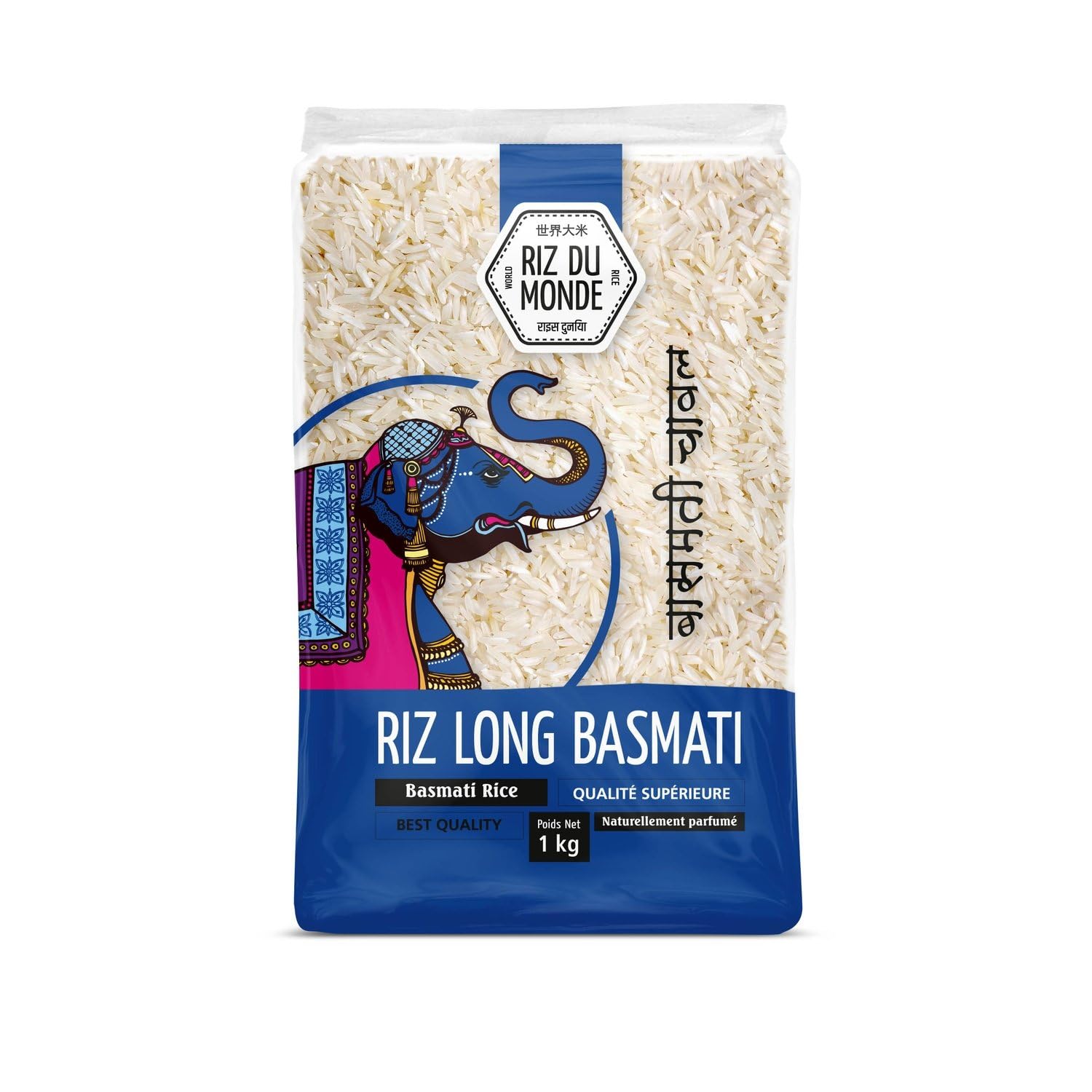 Riz long Basmati RIZ DU MONDE - le paquet d'1Kg Lot De 4 - Par Lot