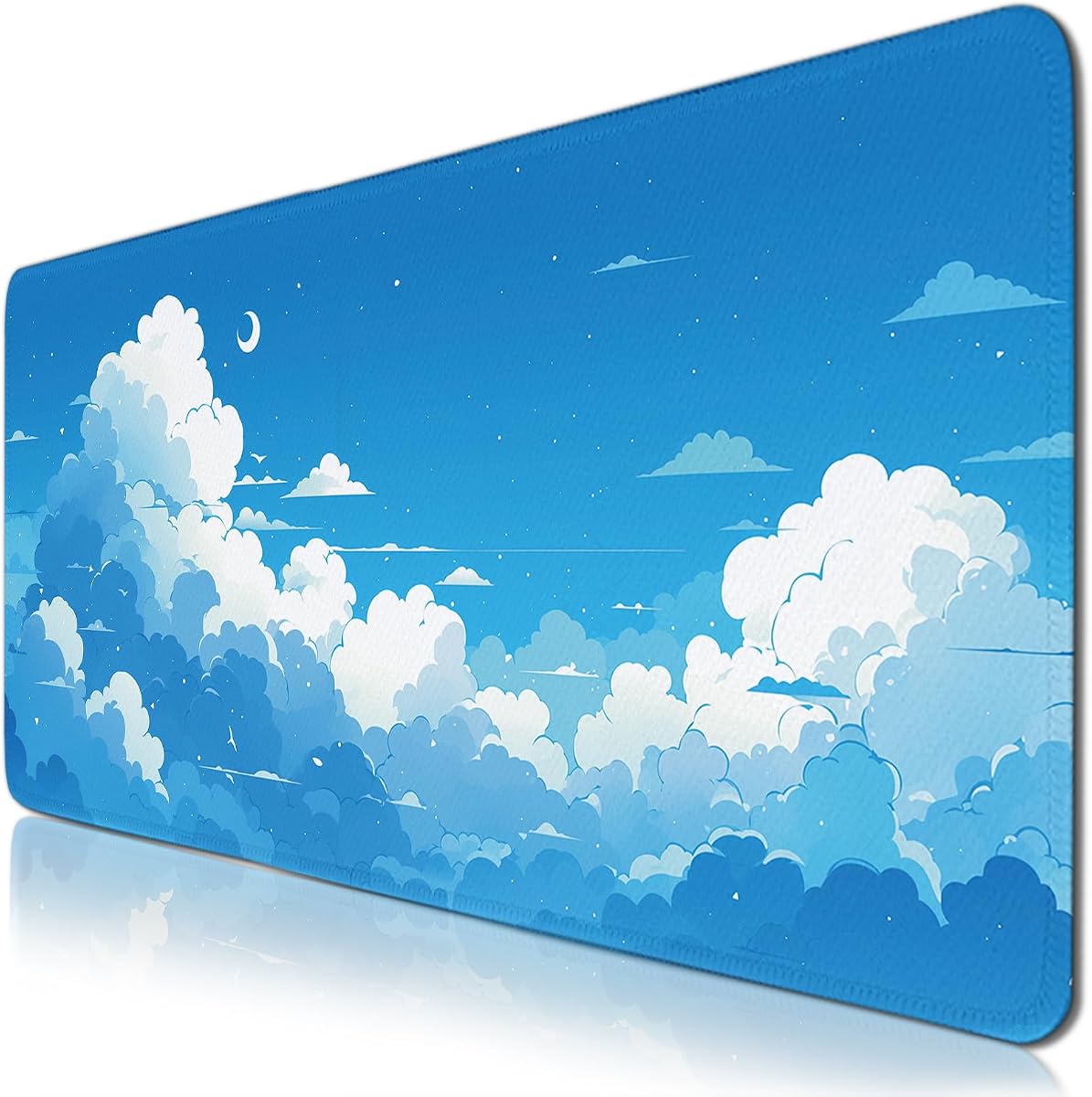 Alfombrilla de ratón para juegos en la nube, grande, estética de la nube, con bordes cosidos, base antideslizante, alfombrillas de escritorio extendidas para ordenador portátil, teclado azul cielo para oficina en casa, 11,8 x 31,4 pulgadas XL