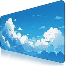Cloud Gaming Mouse Pads Large, Cloud Aesthetics Mousepad with Non Slip Base Stitched Edges, Extended Desk Mats for Computer Laptop, Blue Sky Keyboard Pad for Home Office 11.8x 31.4XL