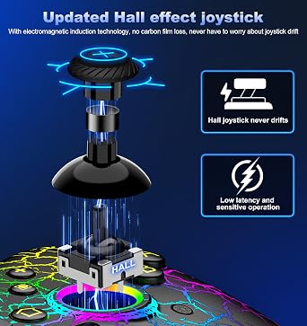 Hall Effect Switch Controller for Nintendo Switch/Switch 2/Lite/OLED, Gammeefy Wireless Switch Pro Controller Compatible with PC/Android/iOS, 9 Color Adjustable LED Switch Remote with App & Programmable