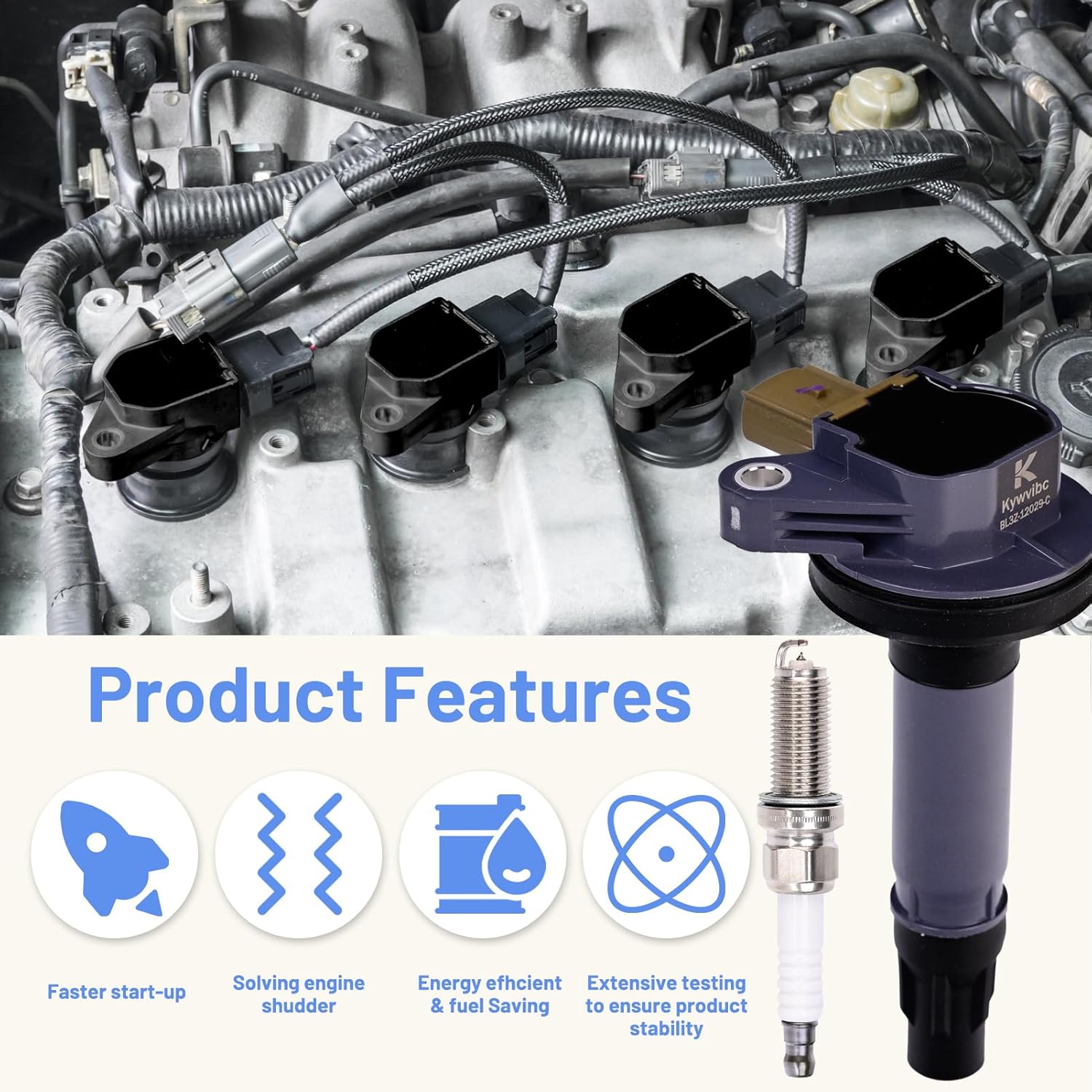 6 Packs UF646 Ignition Coil Pack SP534 Double Iridium Spark Plug for 11-17 Ford F-150 Explorer Taurus Transit-150 250 350/Lincoln MKT Navigator V6 3.5L Turbo BL3Z12029C DG549