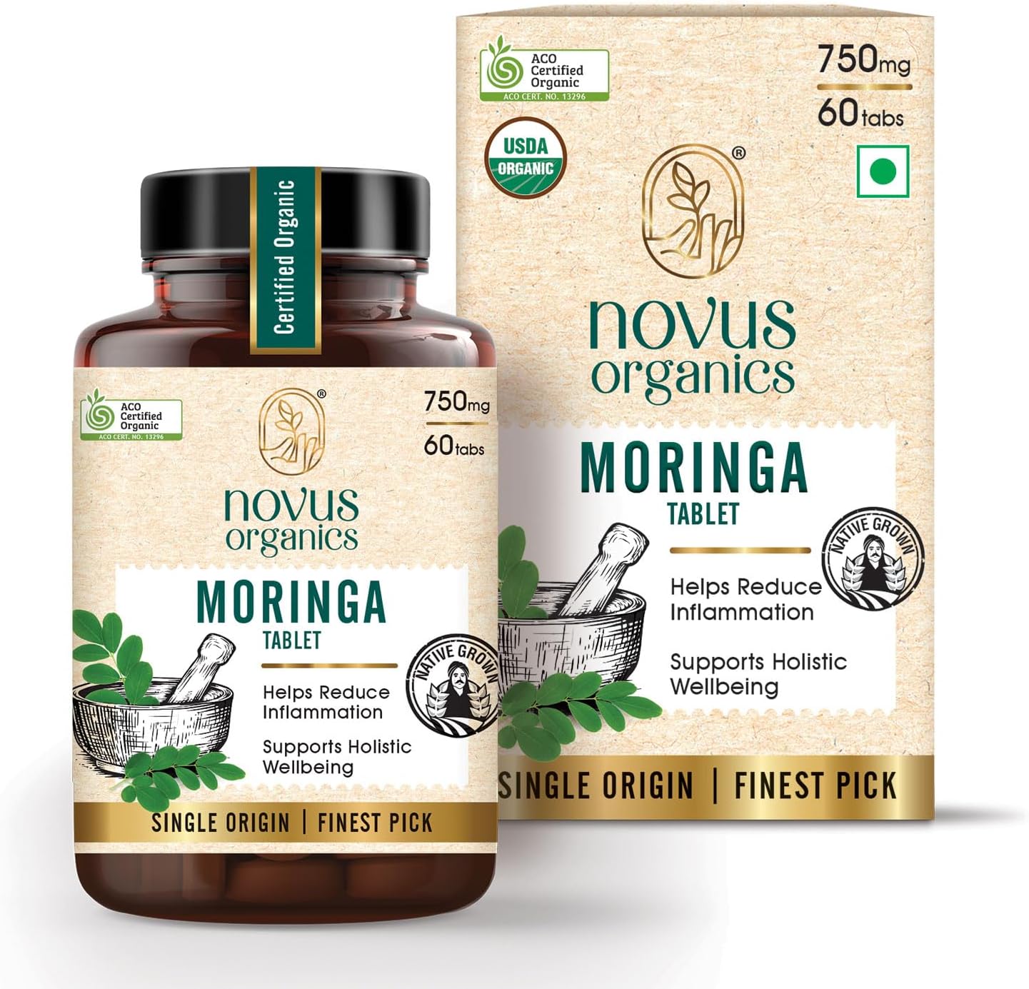 - Premium Moringa 60 Tablets (Oleifera)-750mg | USDA & ACO Certified Organic Moringa Drumstick leaf Tablets | Honest Single Farm Sourced for Maximum Potency | Full Organic Strength