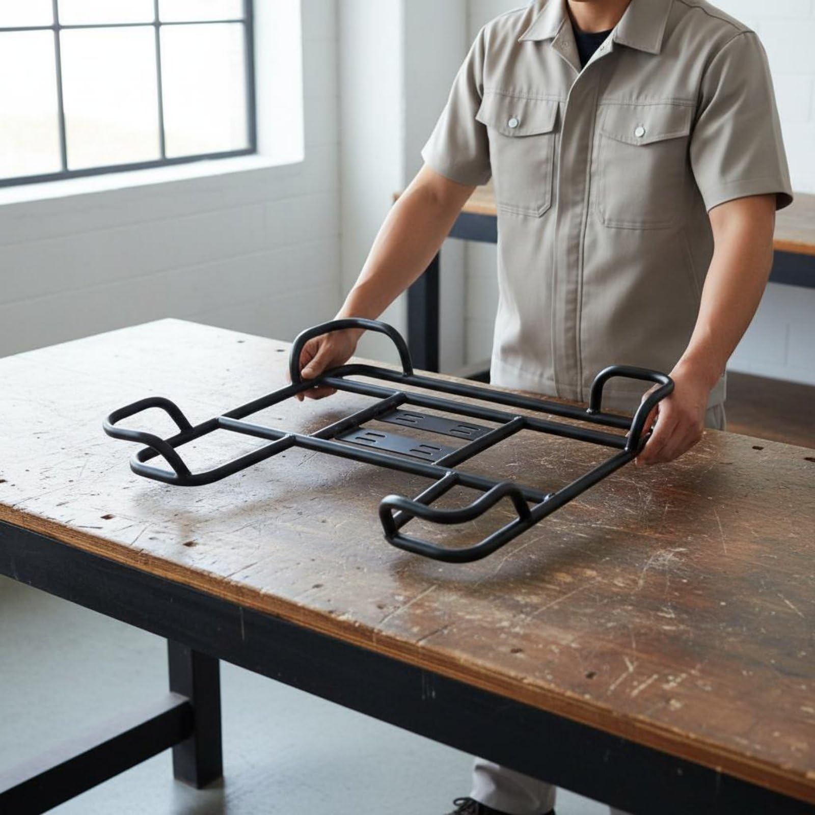 Motorrad Gepäckträger Motorrad Heckträger Transportträger Trägerplatte aus Verdicktem Eisenrohr für Sichere Befestigung von Lieferboxen Und Taschen, Style to 1