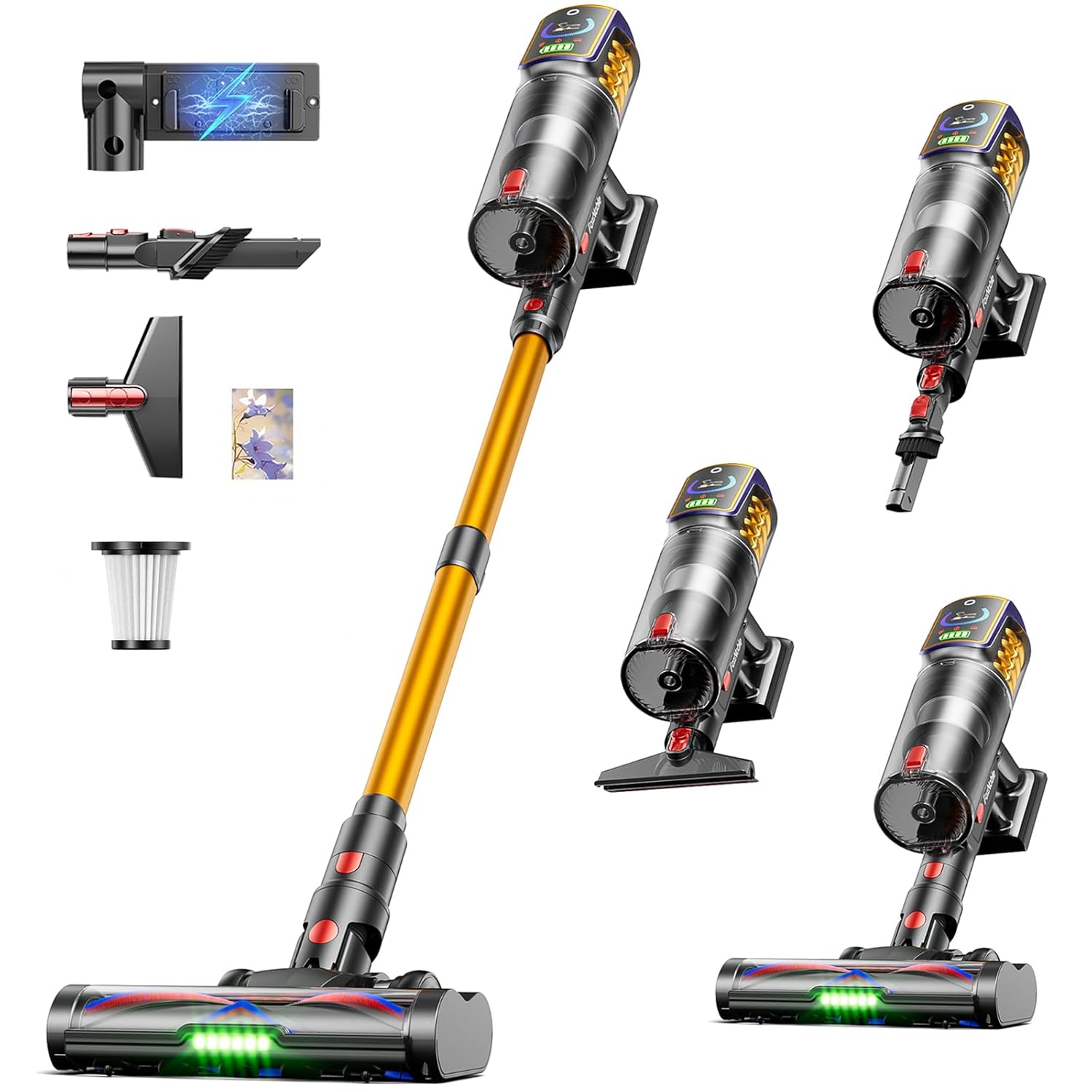 Cordless Vacuum Cleaner 55KPa 650W 65Mins Vacuum Cleaners for Home Stick Vacuum with LED Display Anti tangle Brush
