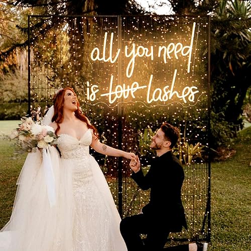 Miniatura 2 de Letrero de neón con texto en inglés «All You Need Is Lashes» (Todo lo que necesitas es pestañas) - Decoración de pared para el hogar, letreros de