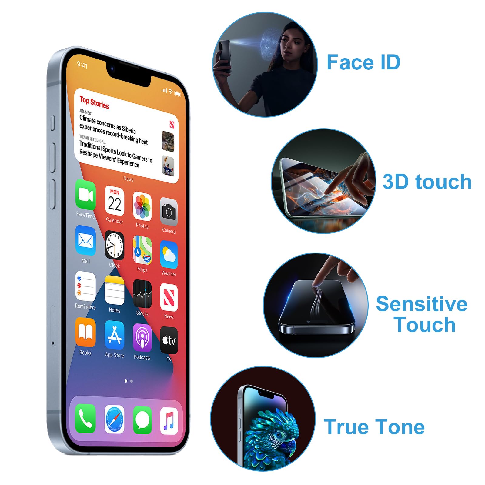 Écran iPhone 13 6.1" LCD Remplacement avec Kit Réparation A2482 A2631 A2634 A2635 A2633
