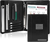 Vista 15 de AZXCG Portafolio de currículum, organizador de carpetas de negocios con cremallera y acabado mate de piel sintética, color negro (personalizable)