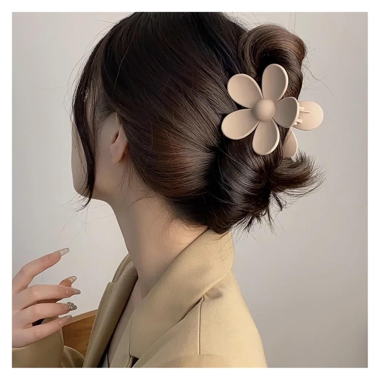 Large Flower Claw Clips For Women Fashion Hair Clamps Girls Matte Hairpins Sweet Headwear Barrette Accessories(Black)