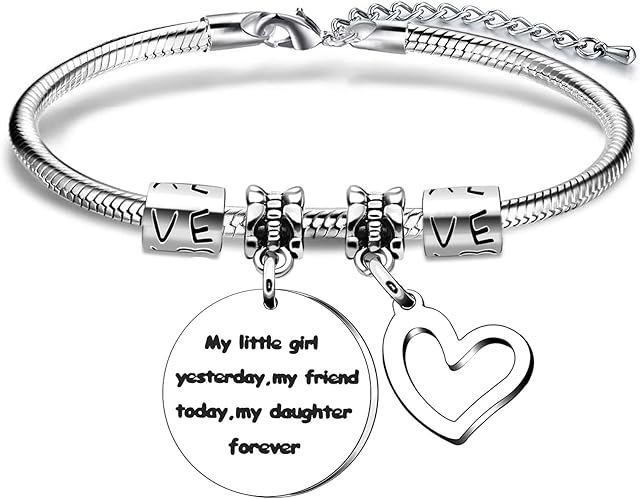 Daughter Gift,Silver Pendant Adjustable Snake Bracelet For Women Lady Girl Birthday Jewellery Gift