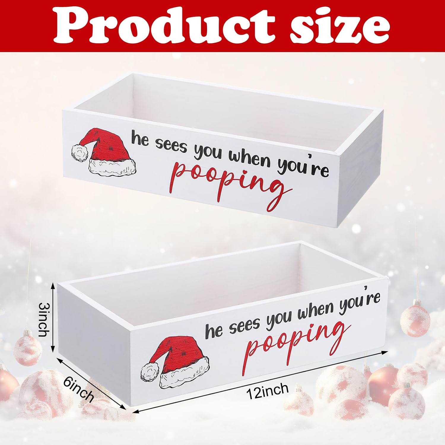 Meanplan Christmas Funny Bathroom Decor He Sees You When You're Pooping Toilet Paper Holder Christmas Storage Box for Bathroom Toilet Tank Organizer Storage Box Xmas Gift