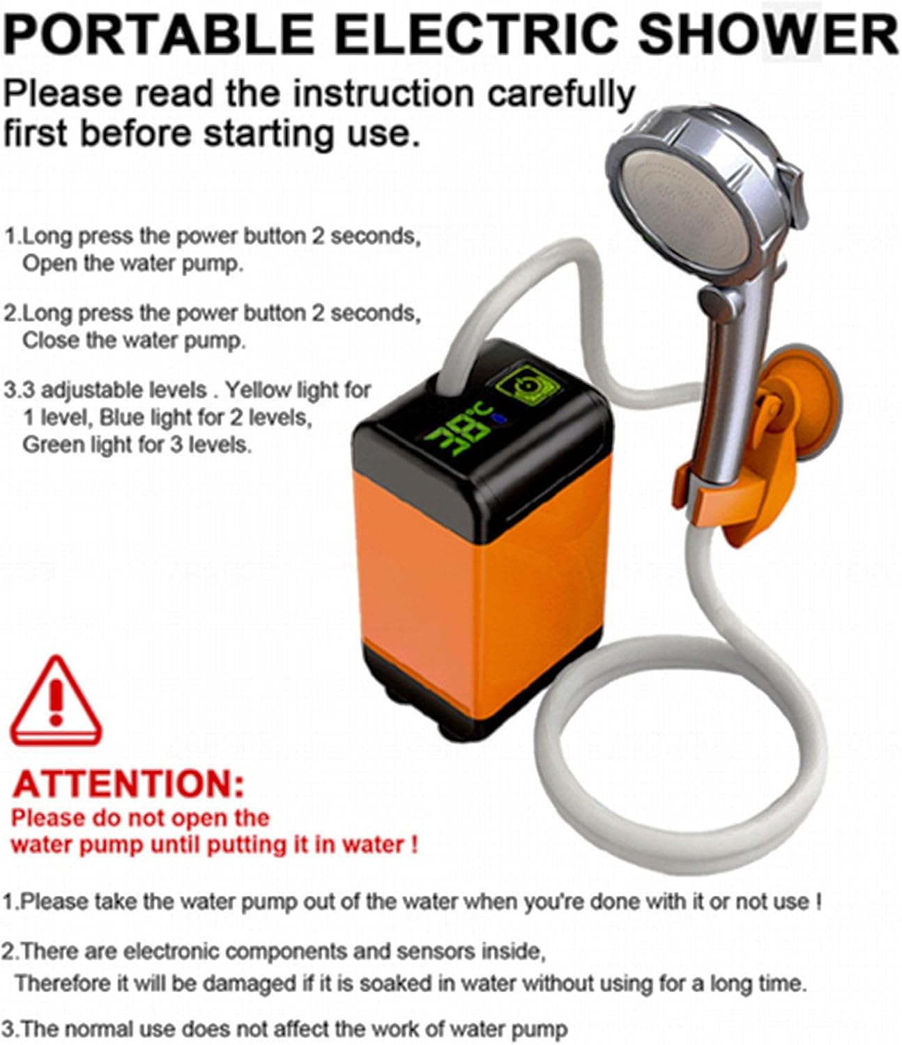 Rinse Kit Portable Shower 7800mAh Rechargeable, Camping Shower with Carry Bag Battery Powered Shower for Outdoor Camping, Travel, Pet Bathing