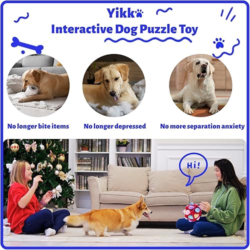 Miniatura 5 de Yikko Pelota interactiva de olfateo para perros, fomenta las habilidades naturales de forraje, goma mejorada para resistir desgarros, entrenamiento