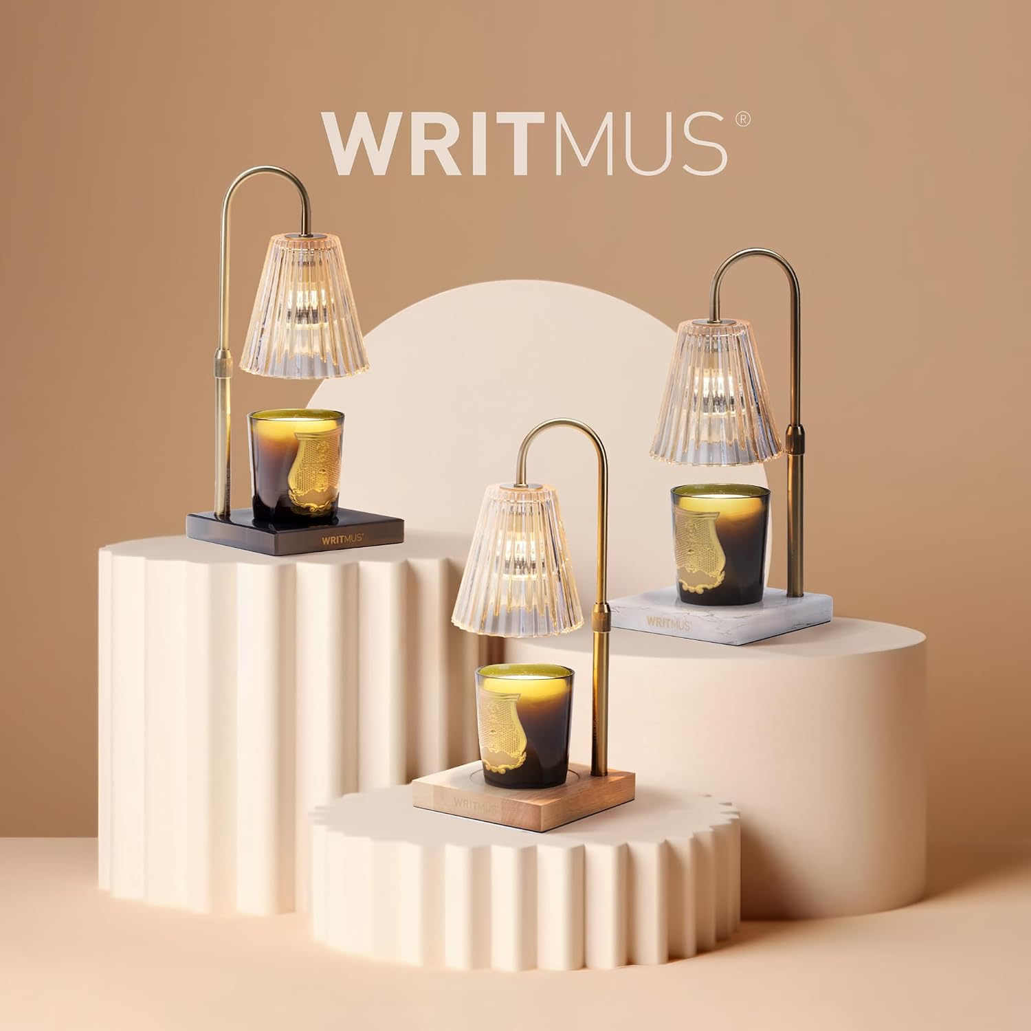 Candle Warmer Lamp with Dimmer & Timer- Wax Melt Warmer Fits All Candle Size - 2 Bulbs Included (Natural Wood)