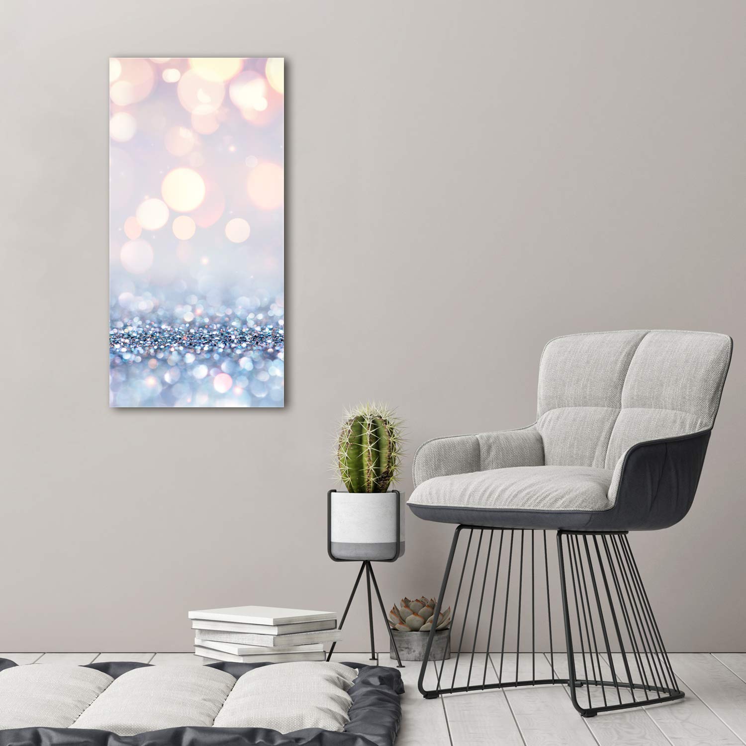 Tulup Acrylglas - 50x100cm - Bild Acrylglas Deko Wandbild Kunststoff/Acrylglas Bild - Dekorative Wand Küche & Wohnzimmer- Glänzender Hintergrund - Silber