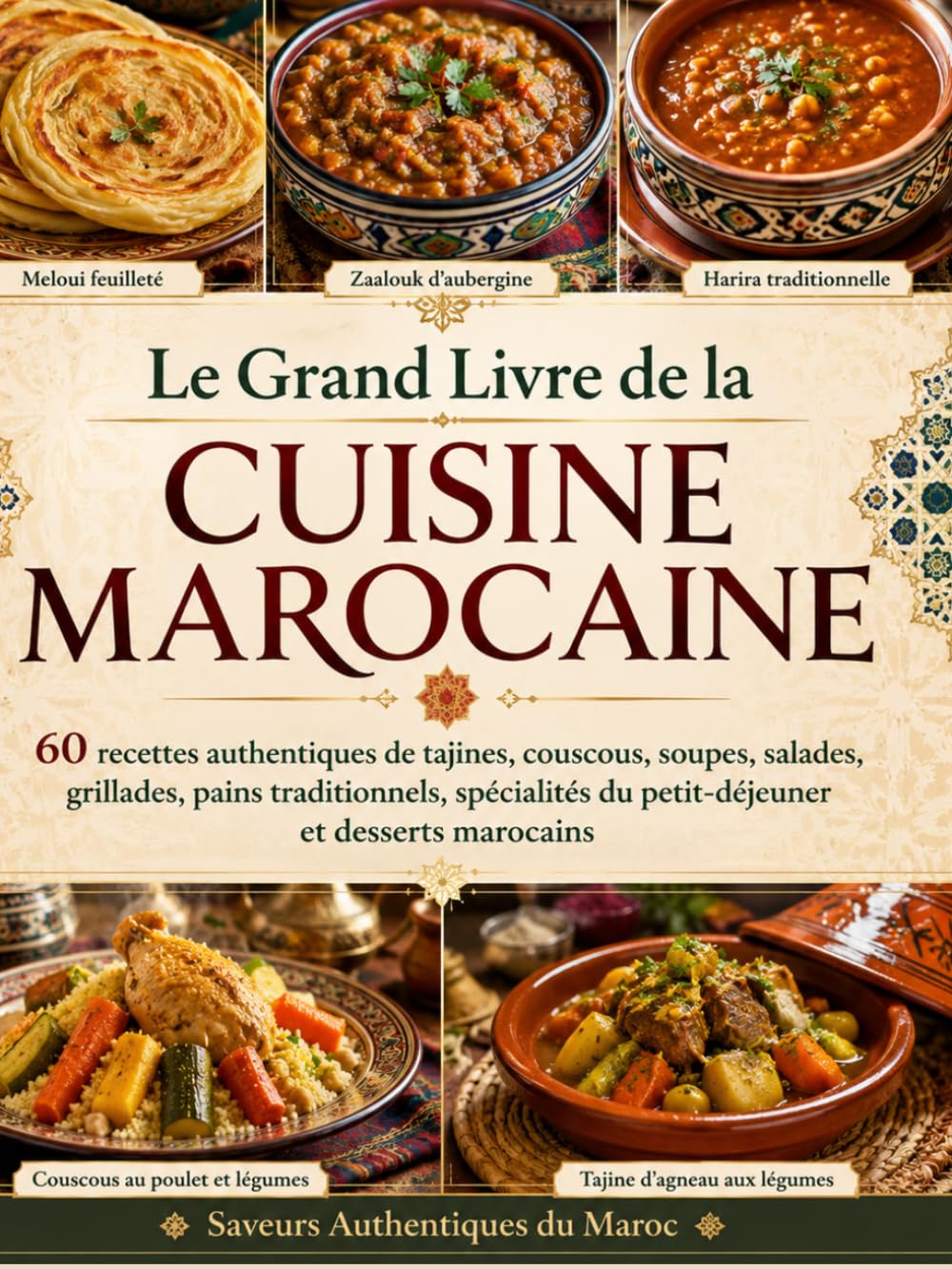 Le Grand Livre de la Cuisine Marocaine: 60 recettes authentiques de tajines, couscous, soupes, salades, grillades, pains traditionnels, spécialités du petit-déjeuner et desserts marocains