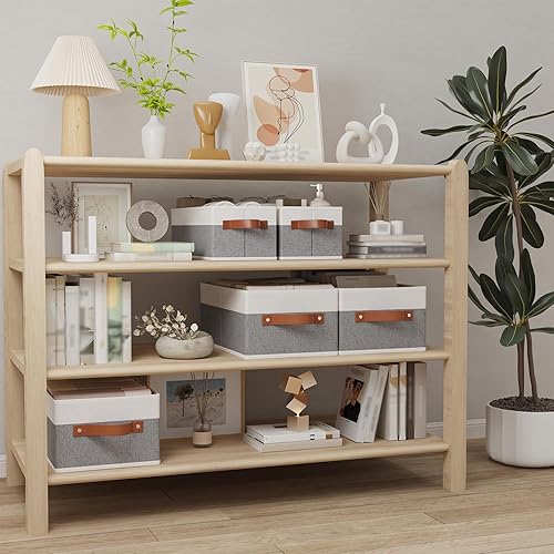 Miniatura 2 de OUTBROS Contenedores de almacenamiento, cestas de almacenamiento plegables para organizar, cajas de almacenamiento de tela con asas, para