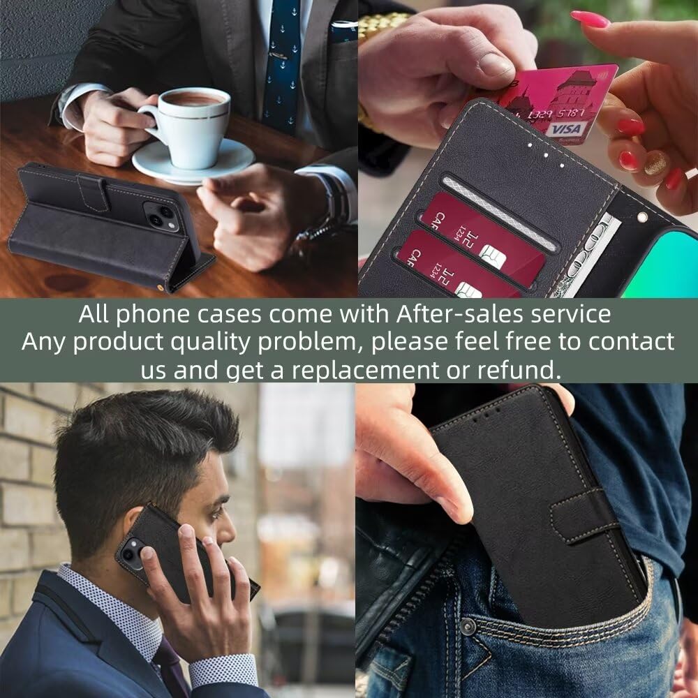 RankOne Etui do OPPO Reno12 Pro 5G / OPPO Reno 12 Pro 5G (6,7 cala), skórzane etui z klapką z portfelem, magnetyczne etui na książkę - czarne