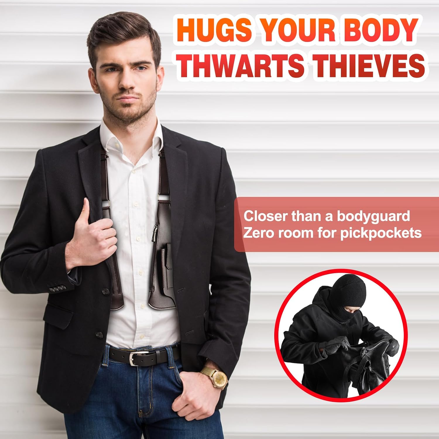 Double Shoulder Armpit Bag for Men, Anti-Theft Hidden Adjustable Strap Holster, Water Resistant Crossbody Pack