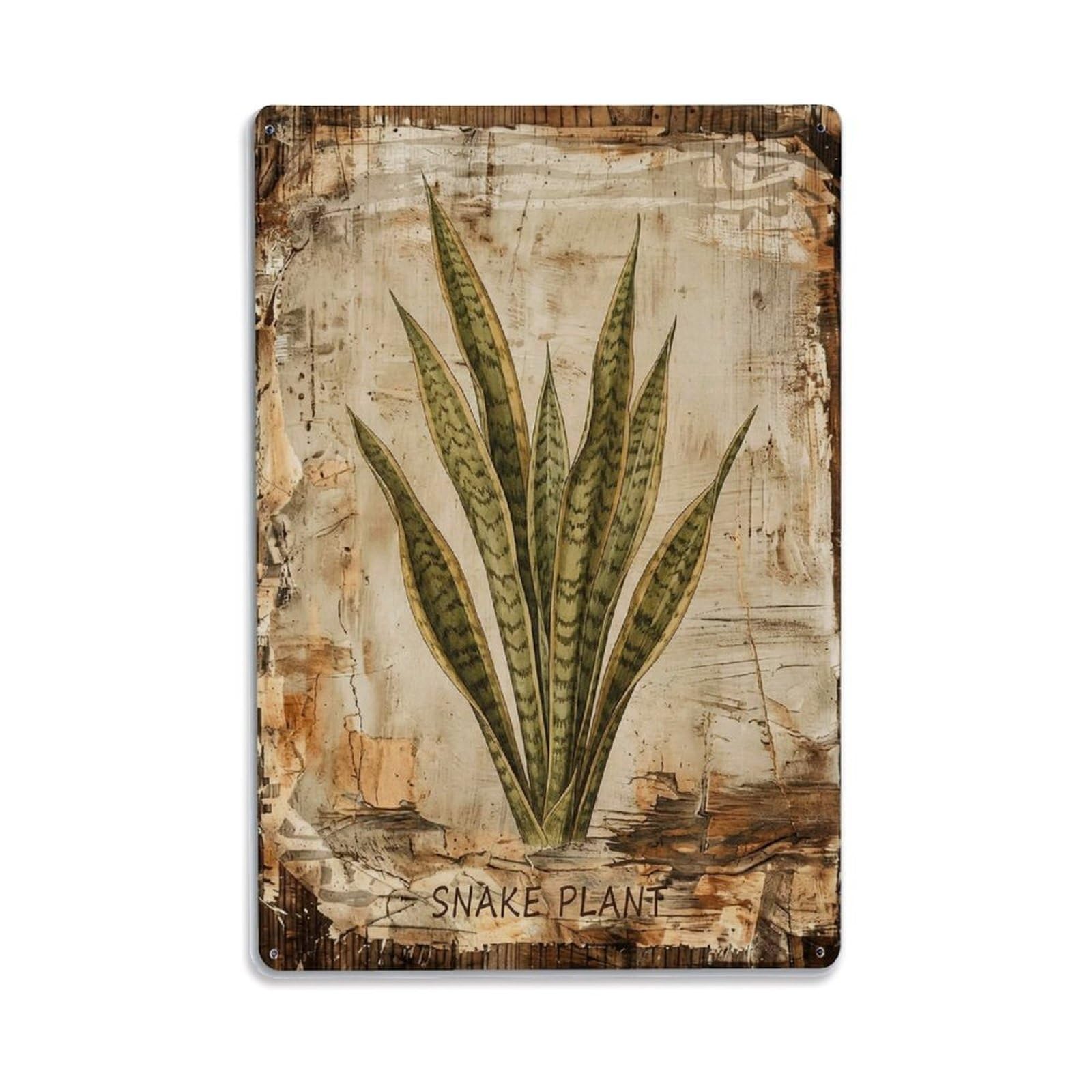 Snake Plant Succulent Vintage Metal Tin Sign Plaque Wall Decor for Cafe, Club, Garden Metal Poster 8x12Inch