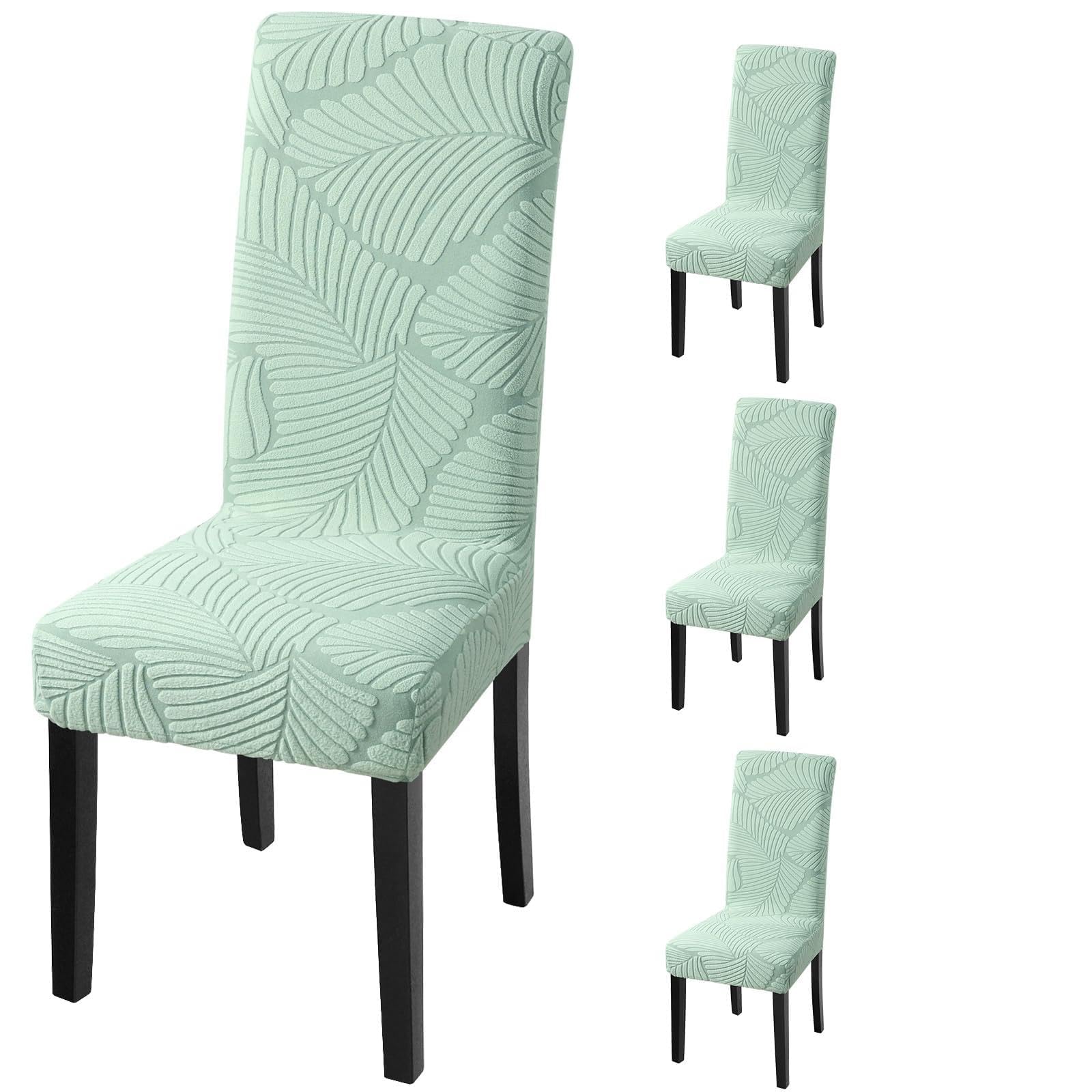 Fuloon Stretch Dining Chair Covers, Removable Washable Jacquard Chair Slipcovers, Wrinkle & Stain Resistant Protectors for Dining Room, Kitchen, Living Room, Hotel, Restaurant, Banquet, Home