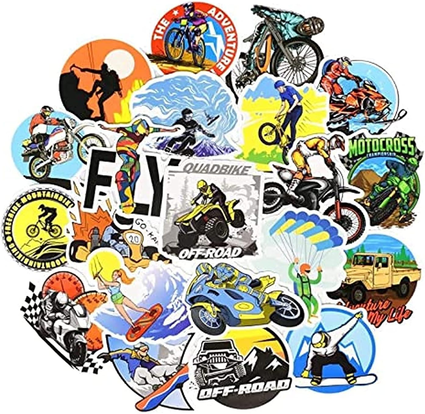 GrabMantra Waterproof Vinyl Viscos Stickers Sports Style 50 Pcs for Water Bottle Laptop Phone Cases Skateboards (Sports)