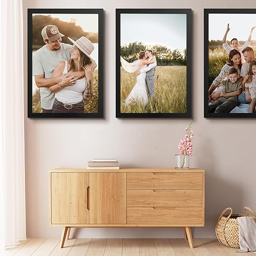 Miniatura 3 de Golden State Art, Paquete de 2 portarretratos de 24 x 36 pulgadas, estilo grano de madera, moldeado ancho, ganchos traseros para exhibición de