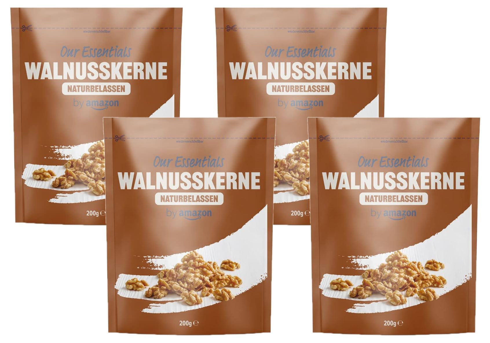 by Amazon Walnusskerne, Ungesalzene, 200g (1er-Pack) (Packung mit 4)