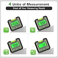 Vista 4 de Huepar Medidor de Ángulo de Nivel Digital Mini Buscador de Ángulos Caja de Nivel con Base Magnética de Ranura en V y LCD Retroiluminada Medidor