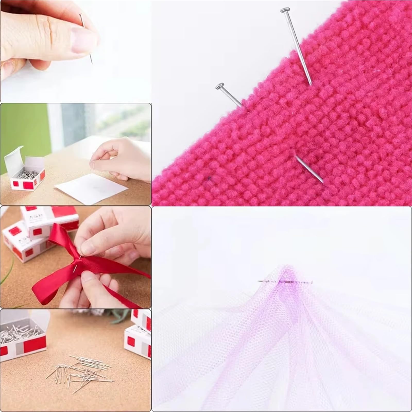 Alfileres de costura de 1 kg/caja de 0,7 mm x 2 cm, acero inoxidable, pin de satén fino para confección de joyas, costura, manualidades, herramienta de costura