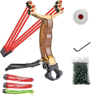 MUSHYO Professional Power Slingshot Set, Outdoor Catapult Slingshots for Hunting, High Velocity Sling Shot for Adults with 100 Ammo Balls, 2 Rubber Bands Replacement