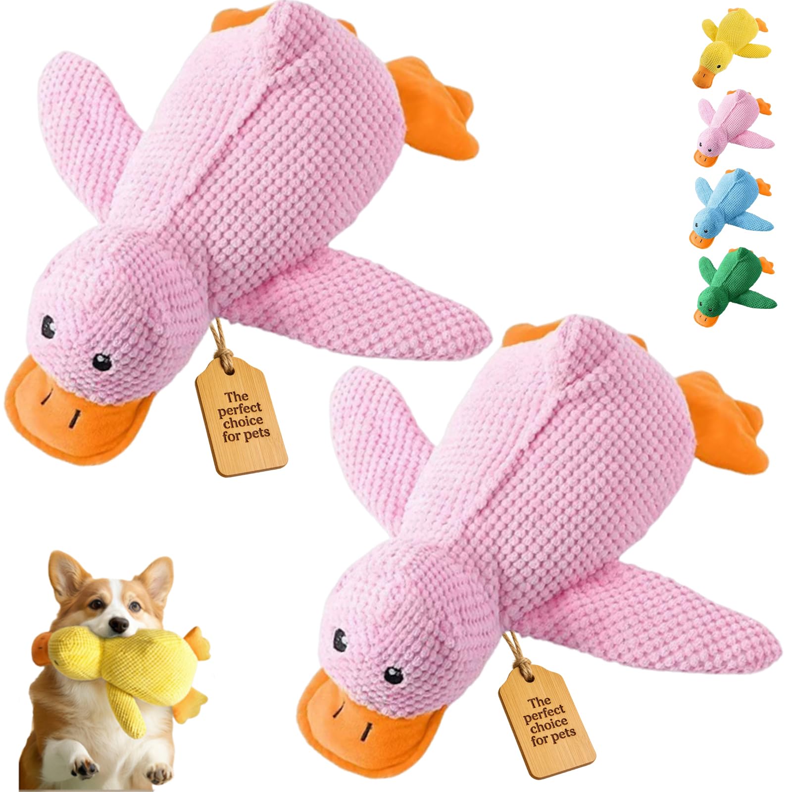 2026 New Calming Duck Toy for Dogs, Interactive Quacking Dog Toy with Quack Sound and Crinkle, Soft Plush Durable, Chew Doll with Squeaker for Pets Indoor and Outdoor (2 Pink, S: 25 * 22CM) — image 1