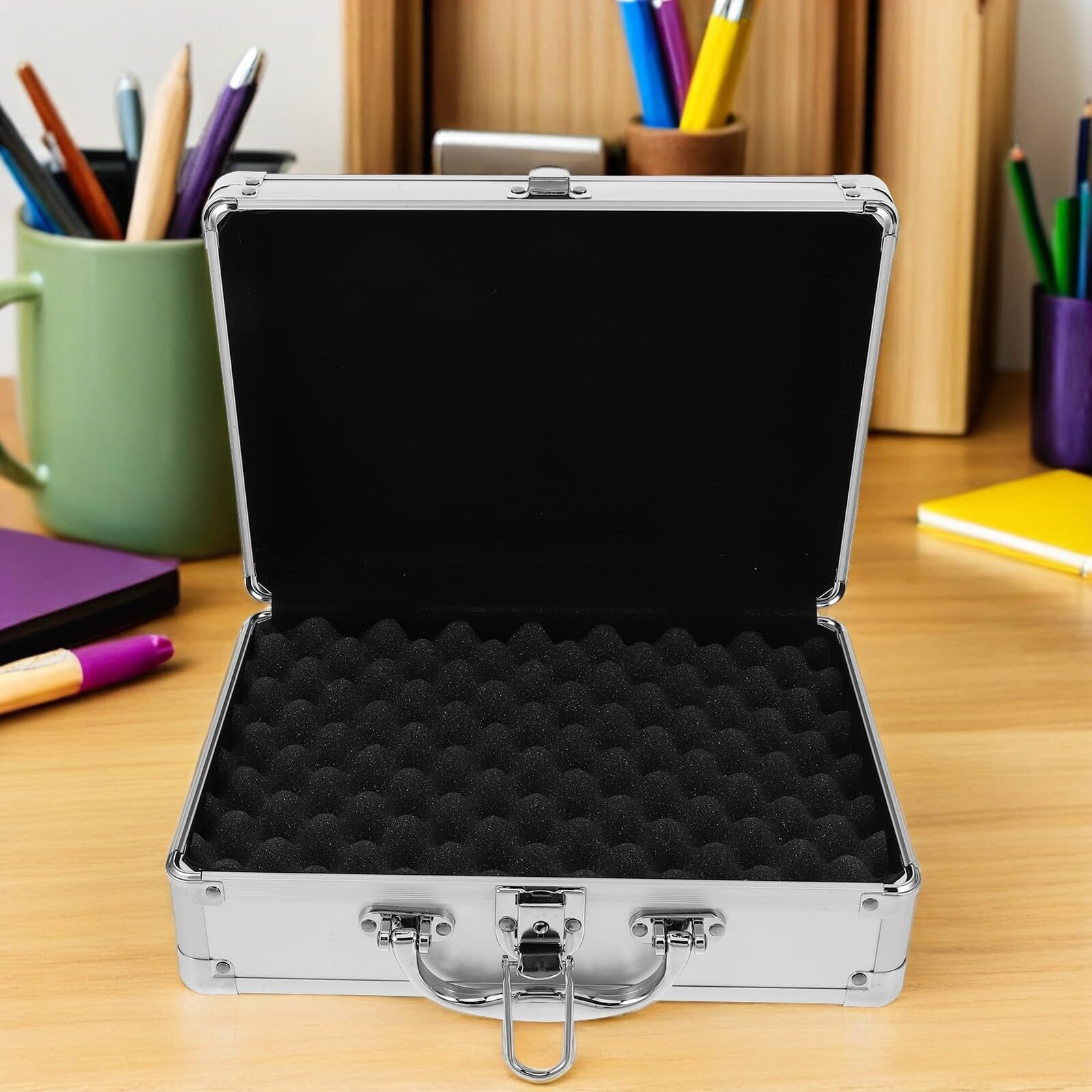 Mikikit Organizer Na Sprzęt Walizka Na Narzędzia Aluminiowe Walizki Do Przechowywania Walizka Ze Stopu Aluminium Duża Kosmetyczka Podróżny Futerał Na Mikrofon Metalowa Skrzynka