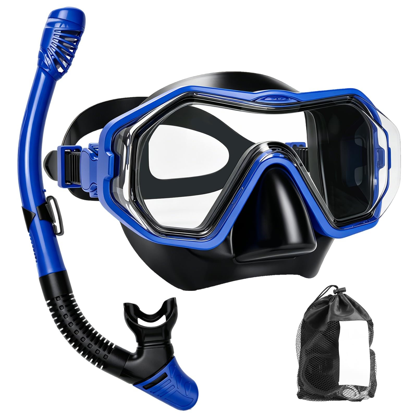 Set per Snorkeling Adulti, Occhialini da Sub panoramici a 180°, Maschera da Snorkeling Antiappannamento e Anti-Perdite, Set da Snorkeling per Snorkeling e Immersioni, Unisex