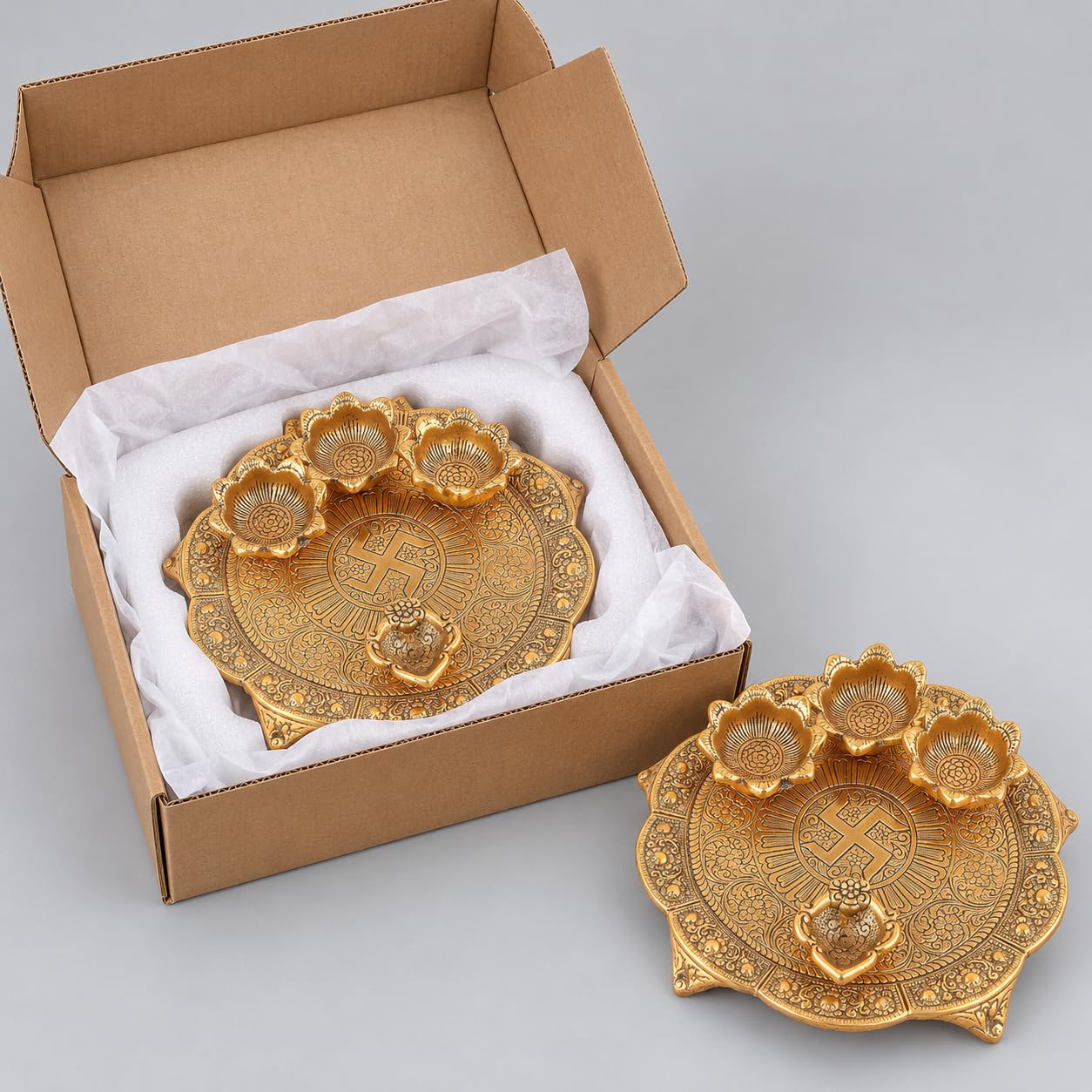 Gold Pooja Thali Set - Elegant Design & FREE SHIPPING -7
