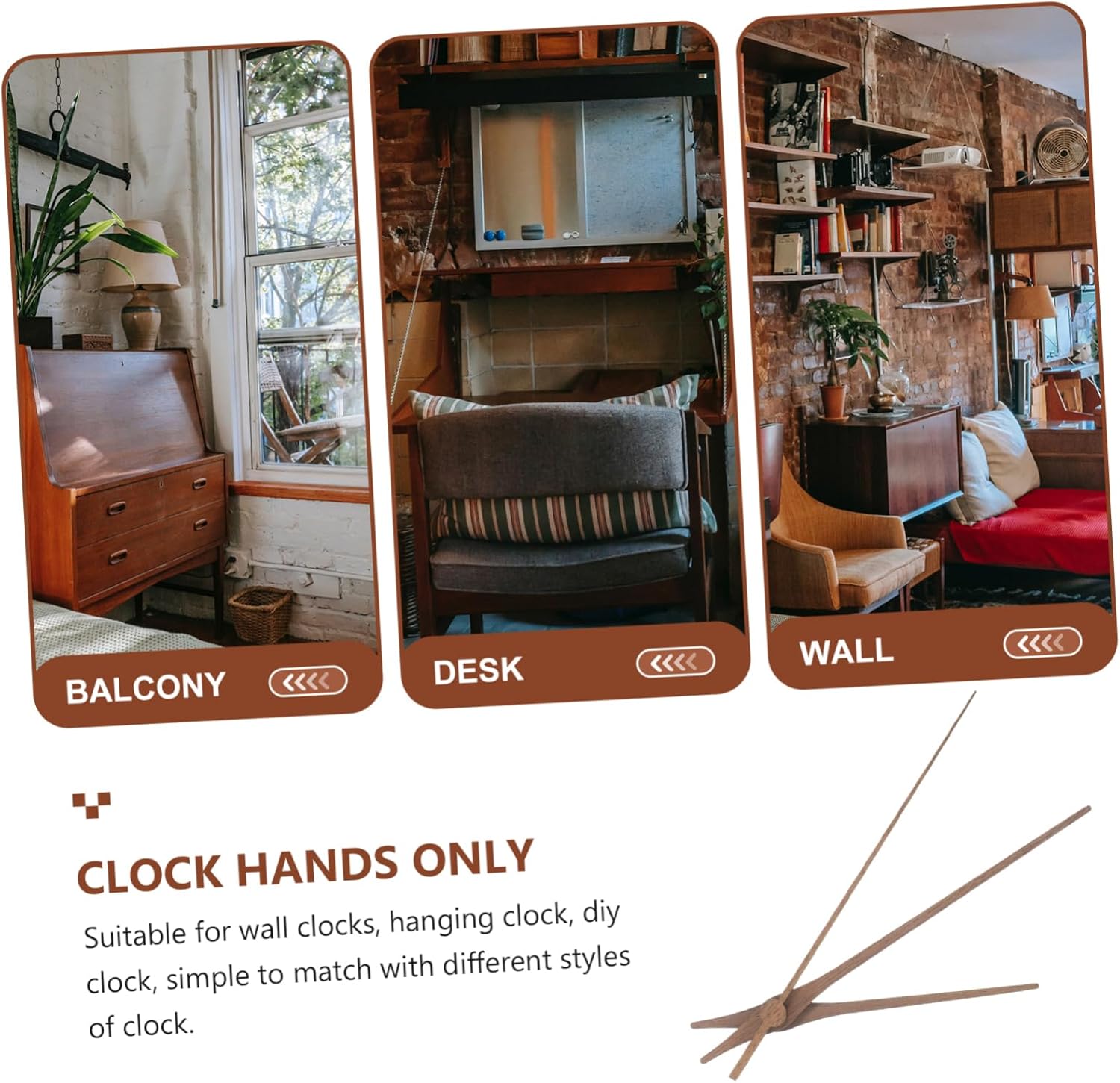 balacoo 25sets Wooden Clock Hands for Replacement and Sturdy Wall Clock Hands Inserts Easy Installation for Craft Enthusiasts