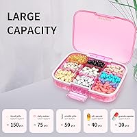 Vista 5 de Restree Pastillero de viaje, grande e impermeable, divisores ajustables para vitaminas diarias, suplementos, aceite de pescado, caja de medicina Rosa