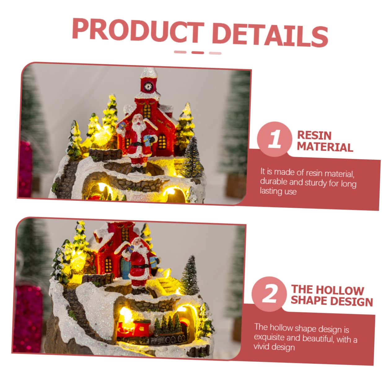 PRETYZOOM Led Beleuchtetes Haus Mit Musik Und Zugbewegung Resin Miniatur Weihnachtsdeko Figurine Für Weihnachtsfeier Und Geschenke Kompakt Und Stimmungsvolle Tischdekoration