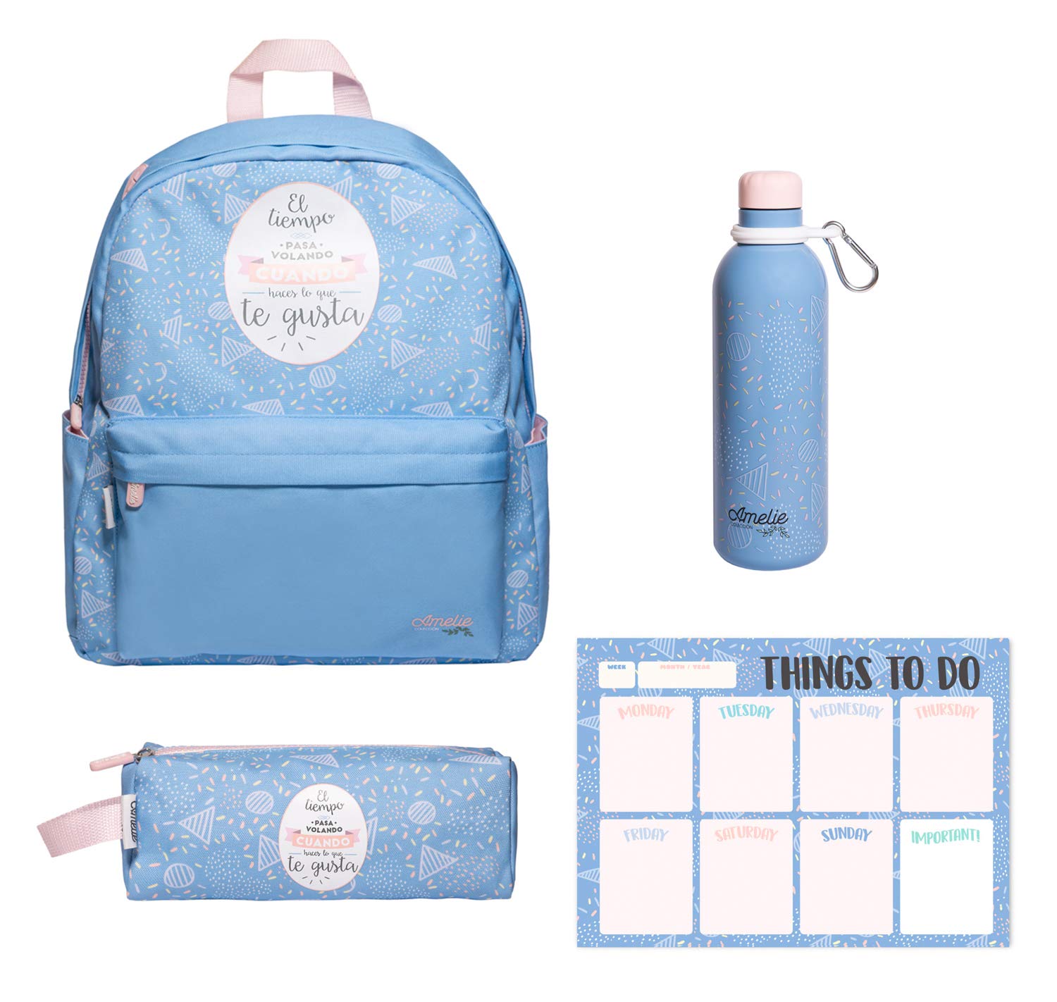 Grupo Erik Amelie Classic Gift Set (Backpack, Pencil Case, Water Bottle & A4 Planner) Gift Box