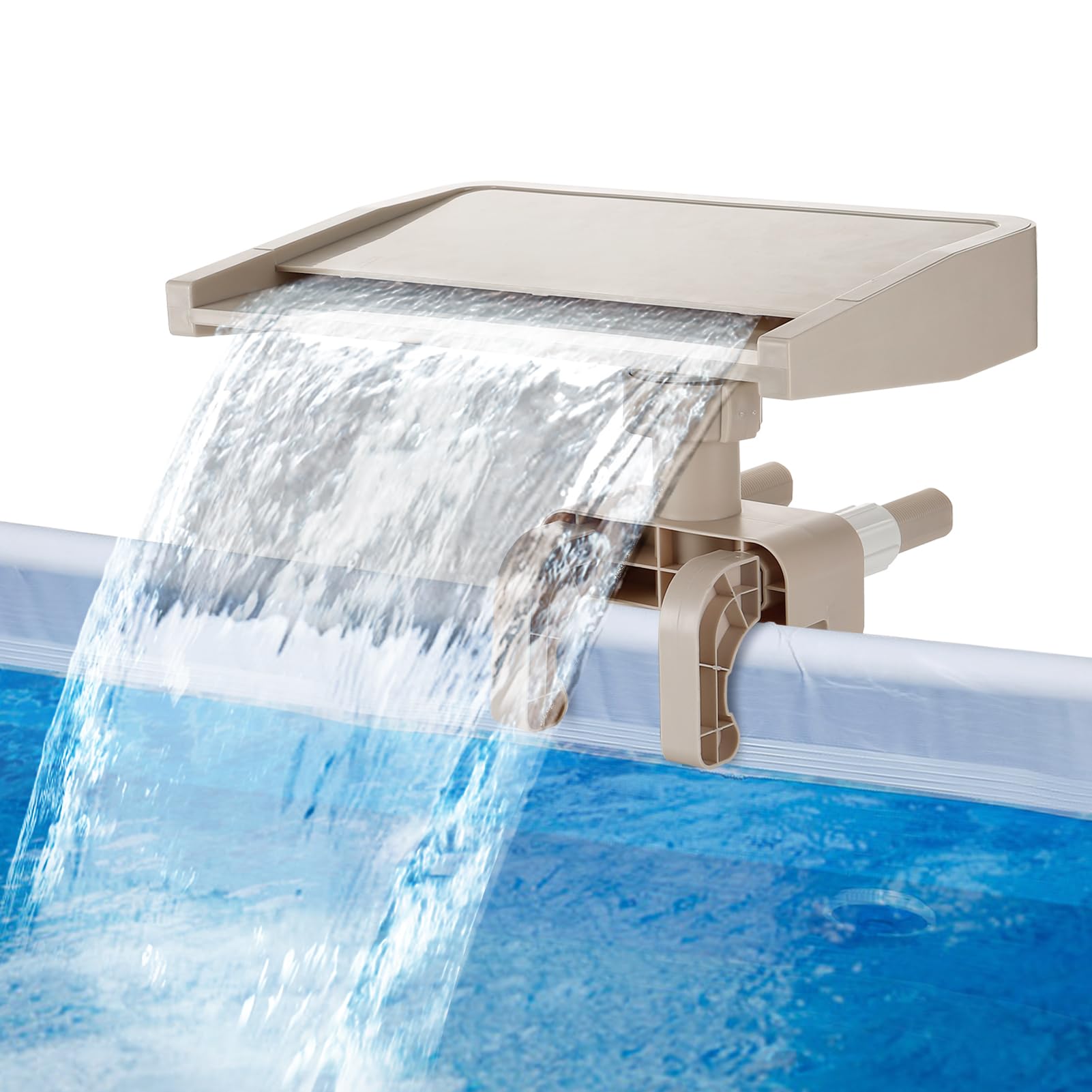 Pool Fountain Waterfall for Above Ground Pools - Adjustable to Fit Various Frames, Waterfall Pool Sprinkler Fountain Soothing Pool Accessories for Cooling & Relaxation, Easy to Install