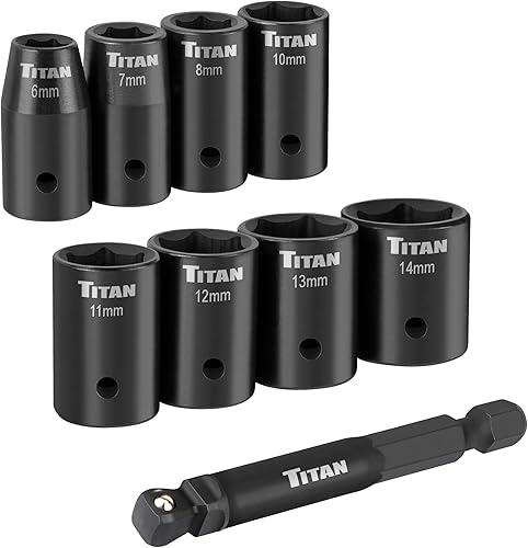Miniatura 10 de Titan 48201 Juego de llaves de impacto métricas de 9 piezas de 38 pulgadas
