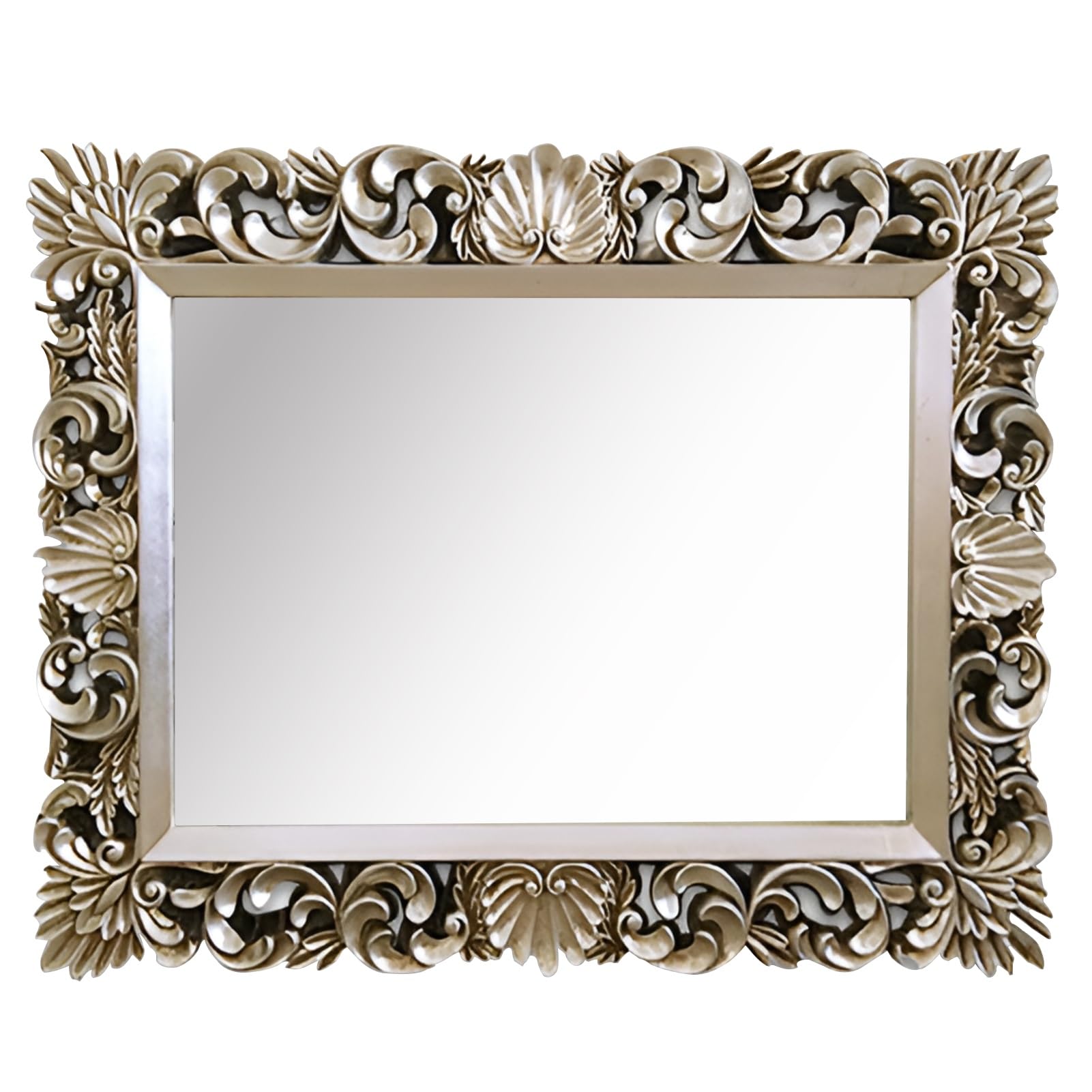 Miroir rectangulaire vintage argent antique anti-distorsion pour coiffeuse