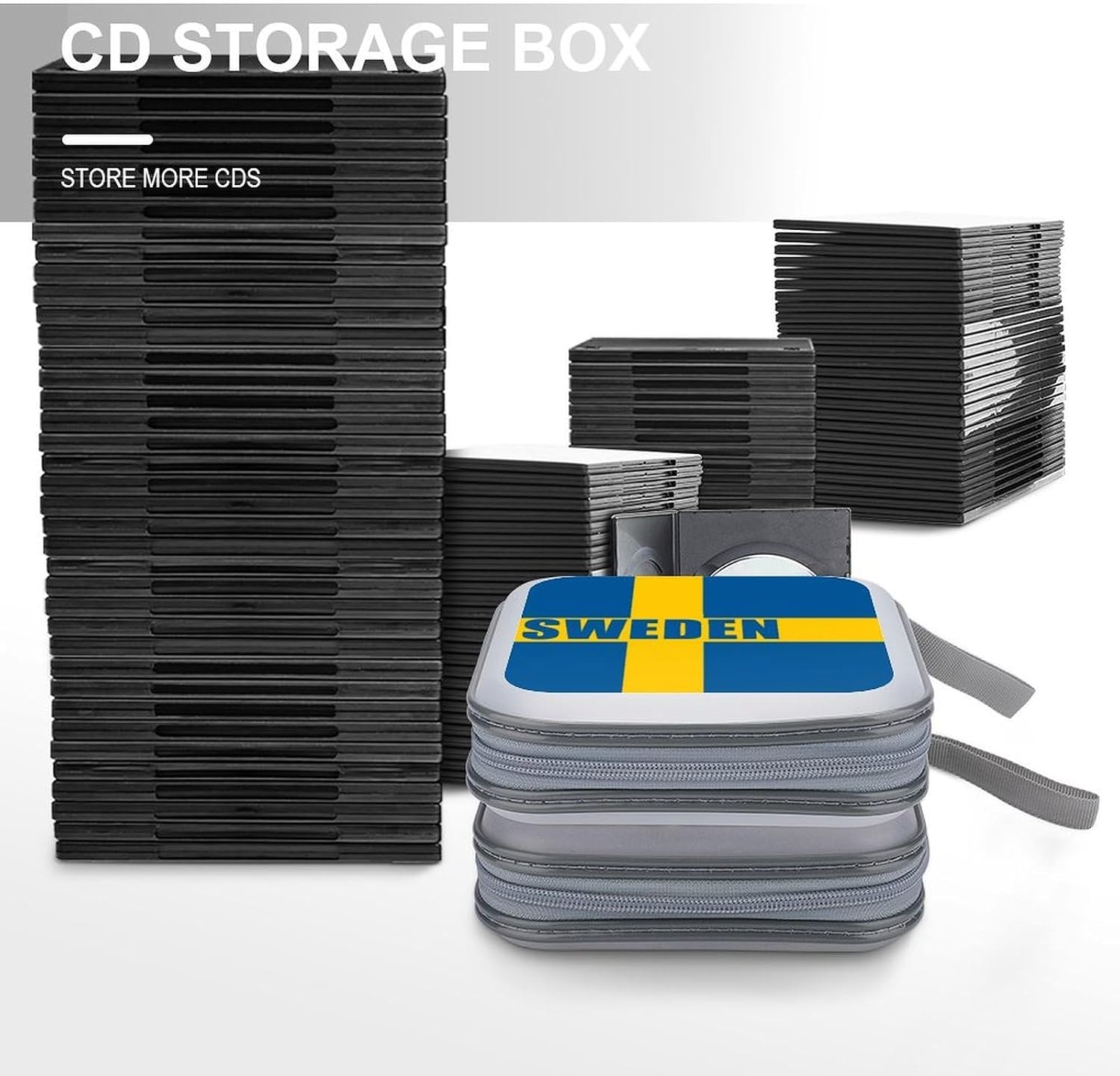 Sweden Swedish Flag CD Case Wallet Portable DVD Holder Organizer Box