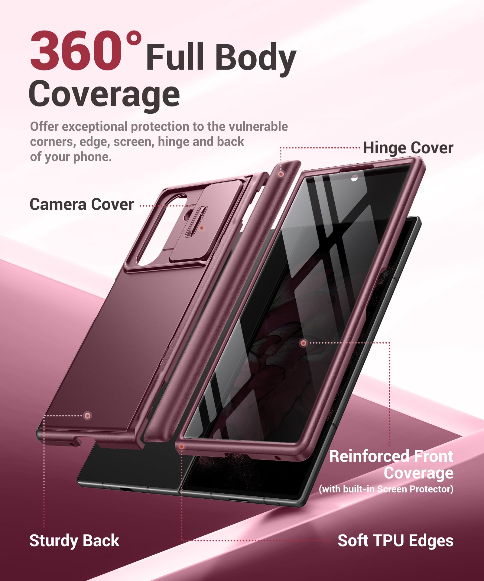 BERFY Custodia per Z Fold 8 Ultra, schermo privacy integrato e cavalletto