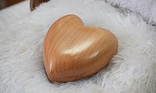Vintage Life Inc Heart Shaped Wooden Cremation Urn | Urns for Ashes | Wooden Burial Urns for Pet Ashes & Human Ashes (Beige) (vintage577)