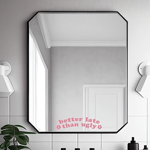 Miniatura 3 de OFlyDesigns 2 calcomanías de vinilo Better Late Than Ugly para dormitorio universitario, espejo para decoración de habitación de niñas, espejo