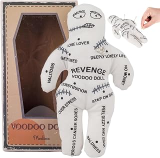 Horror DollsVoodoo Dolls 8.5x5.1'' White Polyester Cotton Scary Doll with Uneasy Printings Creepy Doll Revenge Negtive Hor...