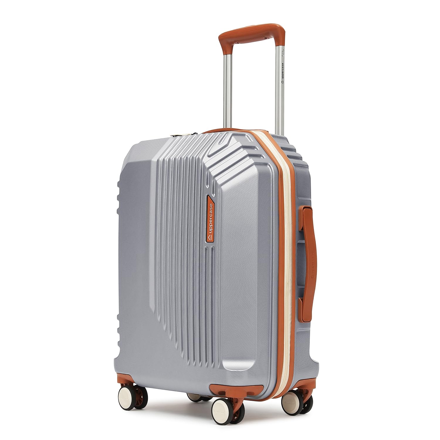 uppercase Vector (Cabin) 55cm, Sustainable Trolley Bag, Hardsided Anti-Scratch 8 Wheel Double Spinner Luggage, TSA Lock & Anti-Theft Zippers, Suitcase for Unisex, 2000 Days Warranty (Silver)